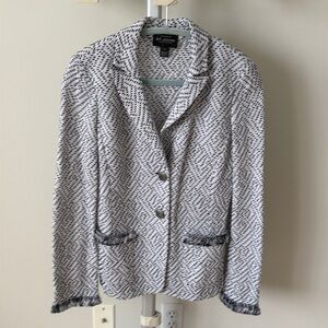St. John wool blend fringe details blazer jacket, size US 6